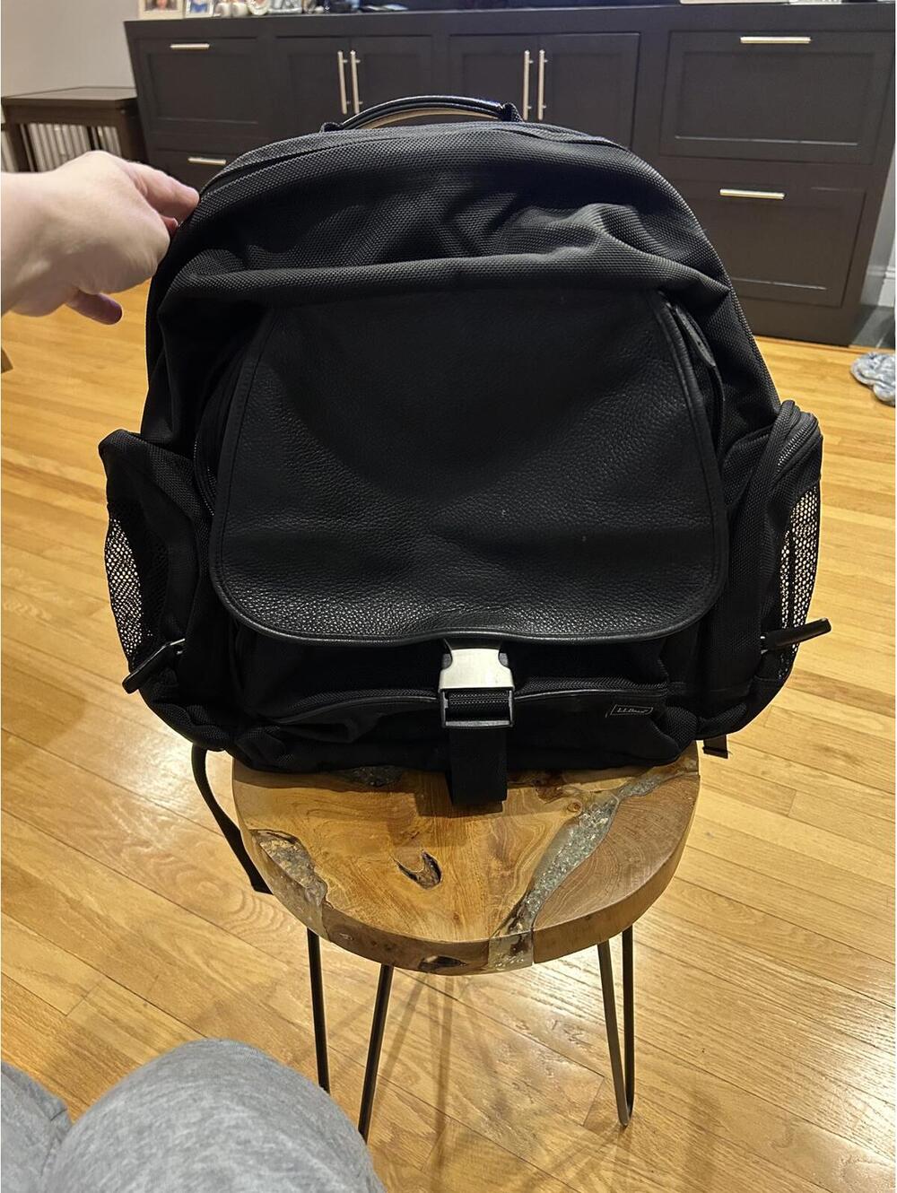 L.L.Bean Black Backpack with Front Buckle Closure